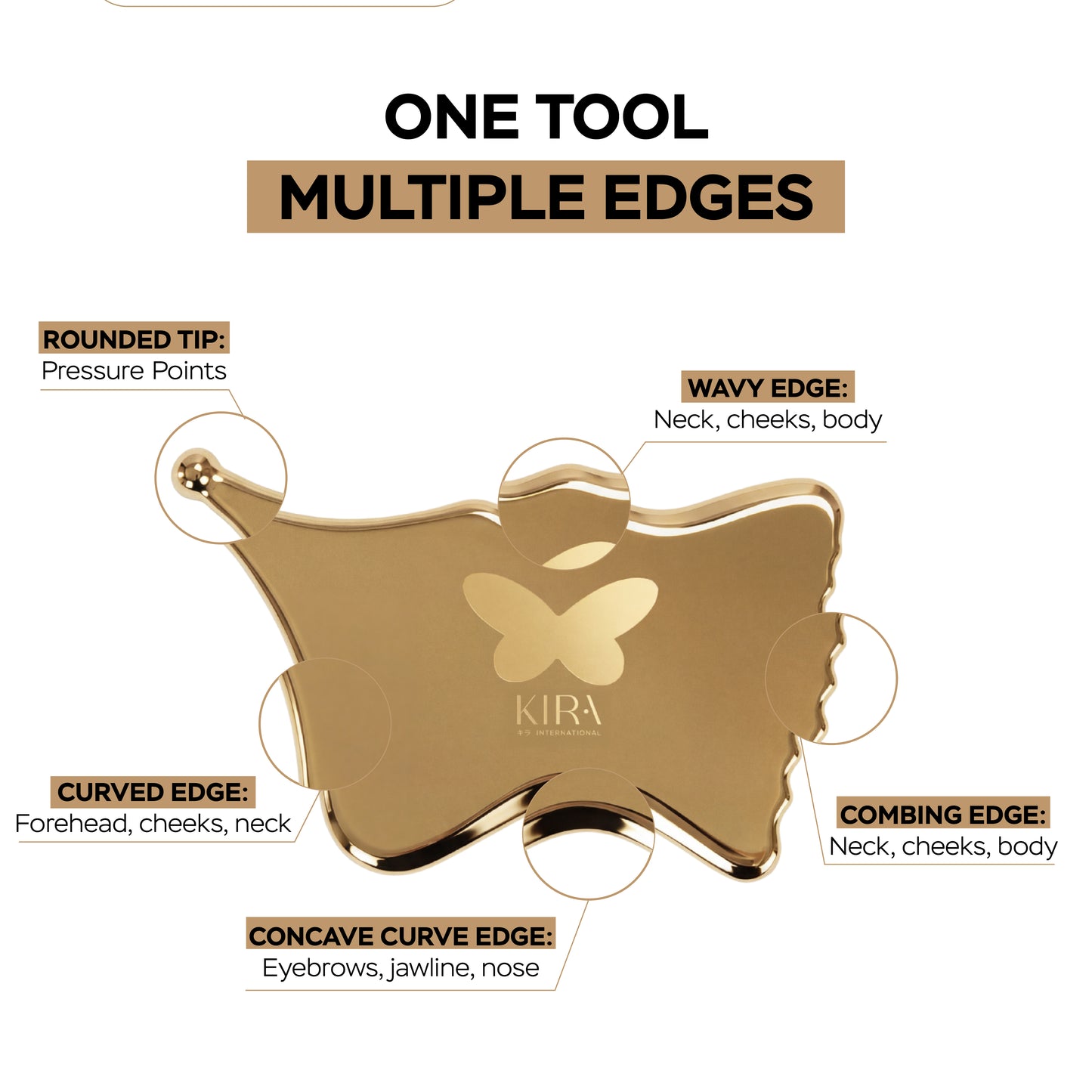 KIRA Golden Flow™ Butterfly Brass Gua Sha Butterfly