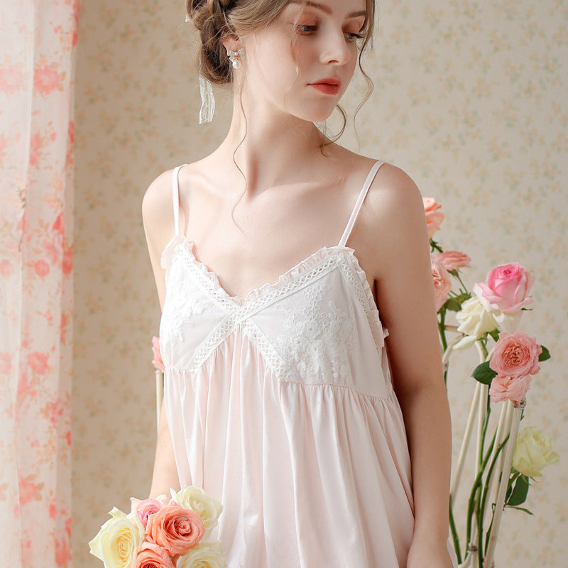 Nightgown with Straps for Women, New Summer Product, Loose Lace, Palace Style, Princess, Sweet and Sexy, Manufacturer Wholesale Pajamas for Home Use