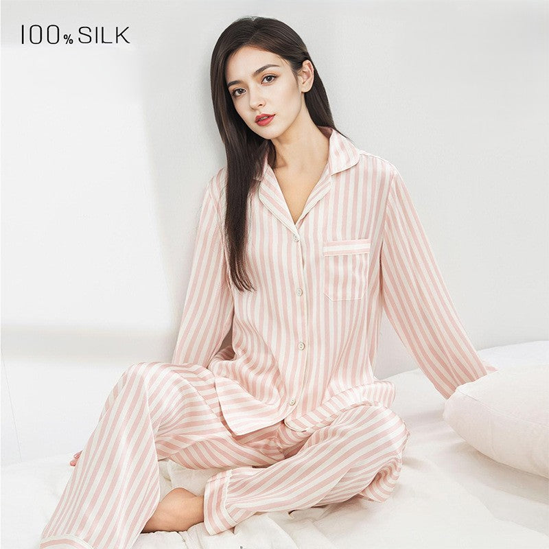 KIRA ALICE - Heavy-Duty Striped Silk Pajamas