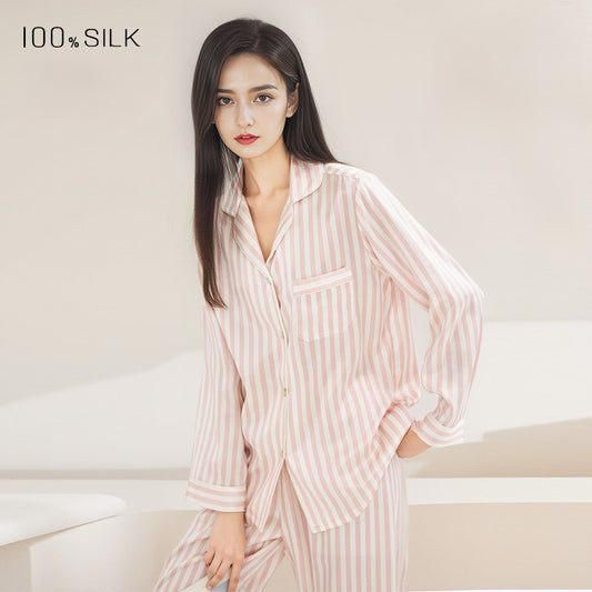 KIRA ALICE - Heavy-Duty Striped Silk Pajamas