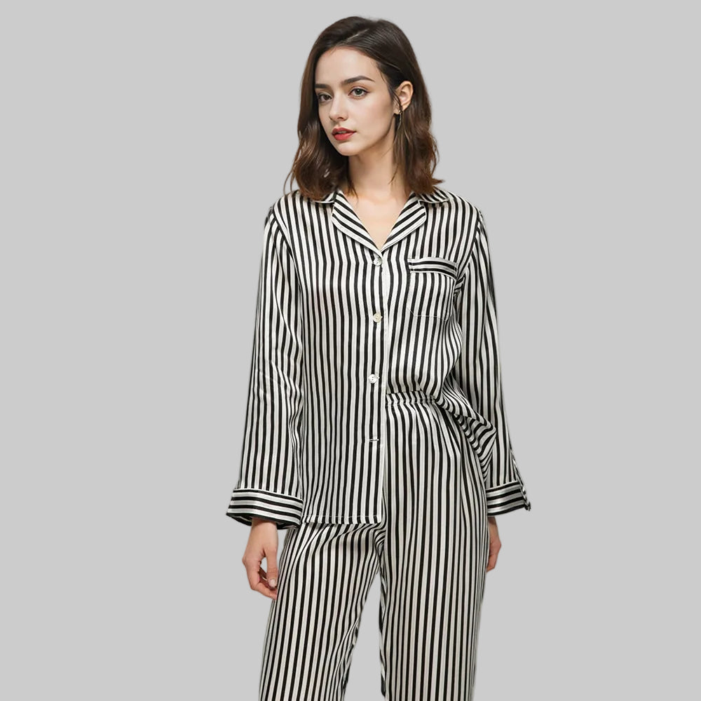 KIRA ALICE - Heavy-Duty Striped Silk Pajamas